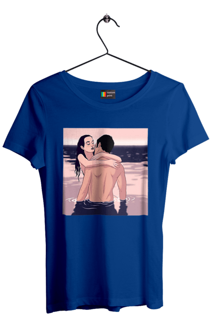 Футболка жіноча з принтом "Парочка Обнімається В Річці". Голо, кохання, пара. 2070702