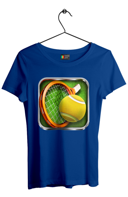 Футболка жіноча з принтом "Теніс". Великий теніс, гравці, лондон, м`яч, призовий фонд, ракетка, спонсор, турнір на ґрунті, турнір на траві, турнірна сітка. 2070702