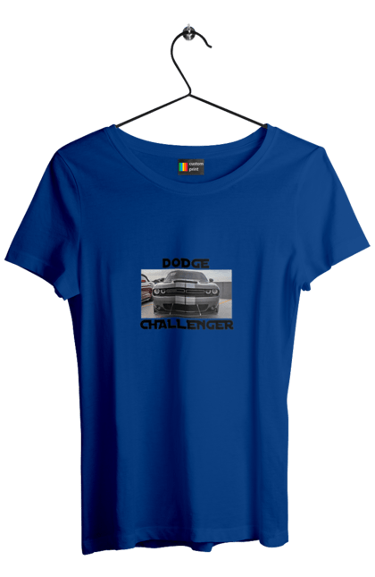 Футболка жіноча з принтом "Додж челенджер". Автомобіль, американська легенда, додж челенджер, культове авто, масл кар, потужний автомобіль. 2070702