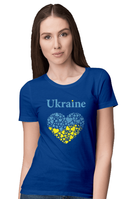 Футболка жіноча з принтом "Ukraine Heart". Прапор, серце, україна. 2070702