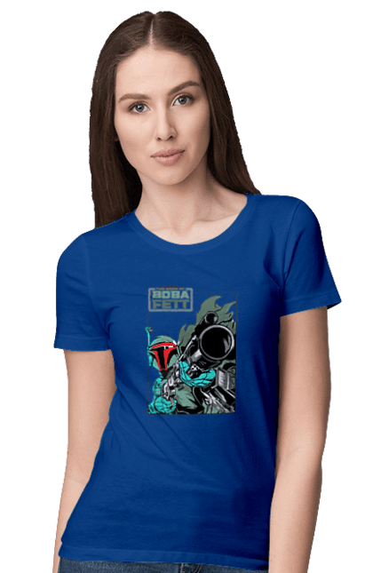 Women's t-shirt with prints Boba Fett. Bob fett, boba fett, clone, head hunter, star wars. 2070702