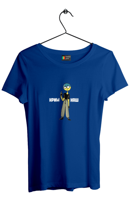 Футболка жіноча з принтом "Крим Наш". Війна, зсу, патріотизм, патріотичні малюнки, патріотичні написи. 2070702