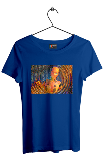 Футболка жіноча з принтом "Штучний інтелект". Айті, айтішник, гик, жінка, знання, інженер, інтелект, кібер, кібернетика, кіборг, код, комп, комп`ютерник, кристал, машинне навчання, мікросхема, мозок, портрет, програміст, професіонал, професія, розробник, розум, хакер, чіп, штучний інтелект, штучний розум. 2070702