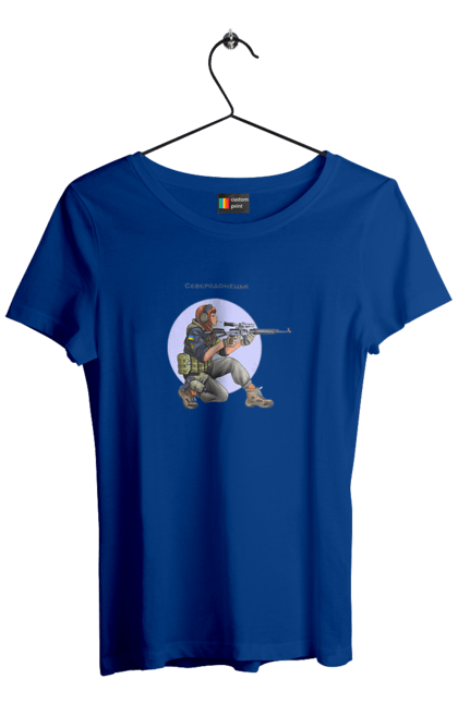 Футболка жіноча з принтом "Сєверодонецьк". Аграрії, арестович, буча, війна, герб україни, герої, зелений, зупиніть війну, иди нахуй, ірпінь, київ, кім, маріуполь, мир, мрія, ні війні, одеса, орда, орки, привид києва, птн пнх, путін хуйло, російський військовий корабель, слава україні, україна, харків, чорнобаївка. 2070702