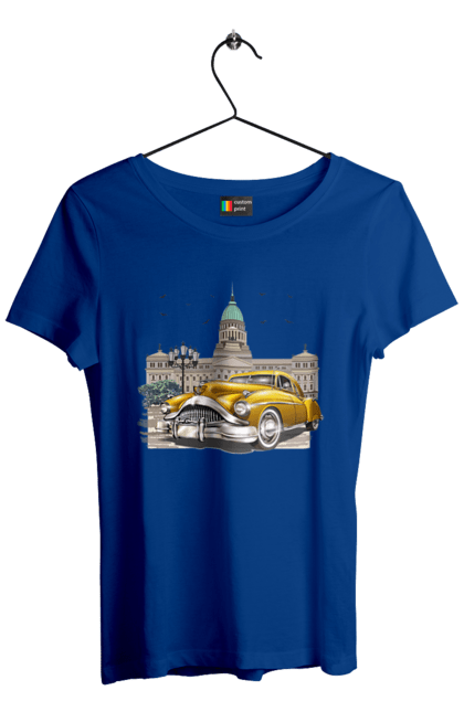 Футболка жіноча з принтом "Автомобіль та архітектура модерн". Автомобіль, архітектура, модерн. 2070702