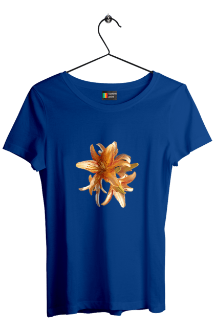 Women`s t-shirt with prints Orange lily. Beauty, flower, lily, nature, orange, solar. 2070702