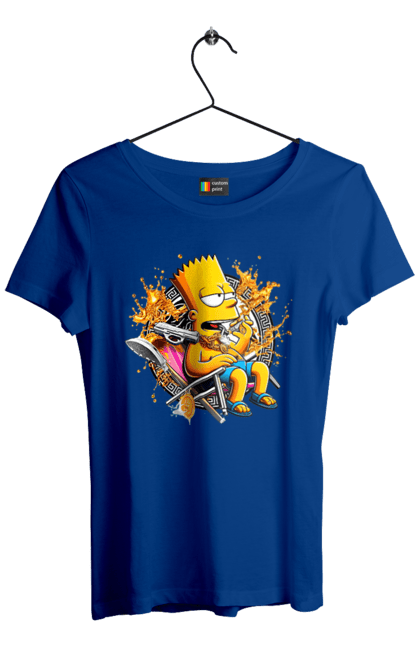 Women's t-shirt with prints Bart Simpson Versace. Bart, cartoon, serial, simpson, versace. 2070702