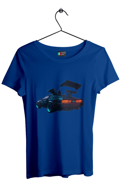 Women`s t-shirt with prints DeLorean from back to the future. Car, delorean, from film. 2070702