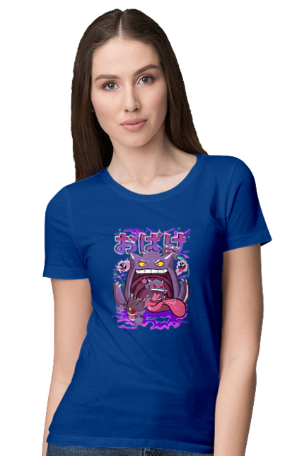 Women`s t-shirt with prints Pokemon Gengar. Anime, fushigibana, games, gengar, nintendo, pokemon, pokemon go. 2070702