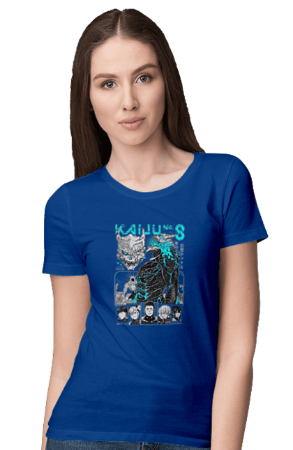 Women's t-shirt with prints Kaiju № 8 Kafka Hibino. Anime, hibino kafka, kafka hibino, kaiju, kaiju 8, kaiju 8, kaiju № 8, manga. 2070702