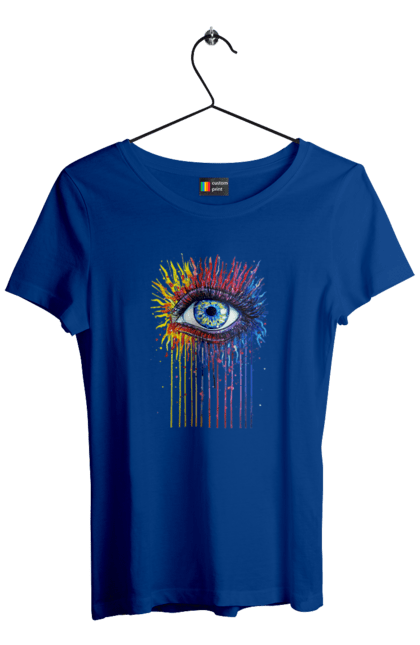 Футболка жіноча з принтом "Барвисто Тече Око". Очей, фарби. 2070702