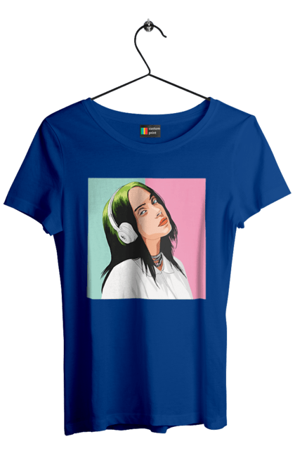Футболка жіноча з принтом "Billie Eilish". Активістка, біллі айліш, мизукант, права, співачка, тварини. 2070702