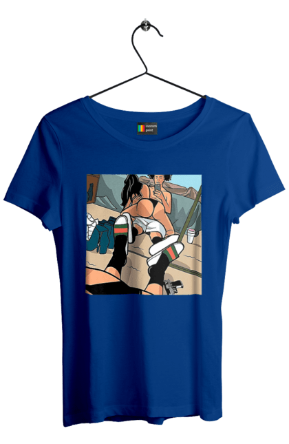 Футболка жіноча з принтом "Голе Селфі У Дзеркалі". Жопа, зверху, селфі. 2070702