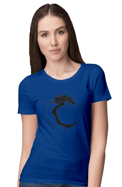Women`s t-shirt with prints Moon girl. Cosmic, girl, moon, space, stars. 2070702
