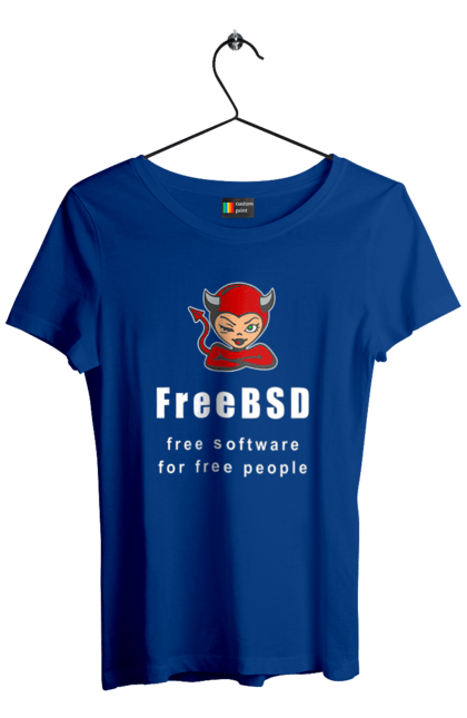 Футболка жіноча з принтом "Freebsd Для Вільних". Bsd, freebsd, unix, адміністратор, айті, айтішник, безкоштовна, безкоштовно, бестія, білий, вільна, демон, демонесса, доступність, незалежність, операційна система, ос, програміст, програмне забезпечення, свобода, сисадмін, система, системний адміністратор, софт, текст, червоний. 2070702