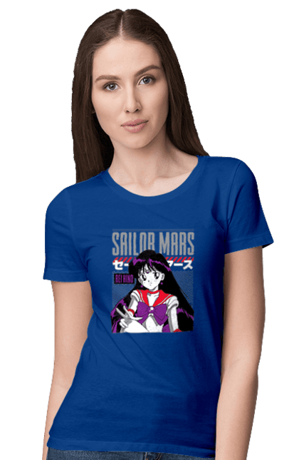 Футболка жіноча з принтом "Сейлор Мун Марс". Rei hino, sailor moon, аніме, драма, махо седьо, рей хіно, сейлор марс, сейлор мун, серіал. 2070702