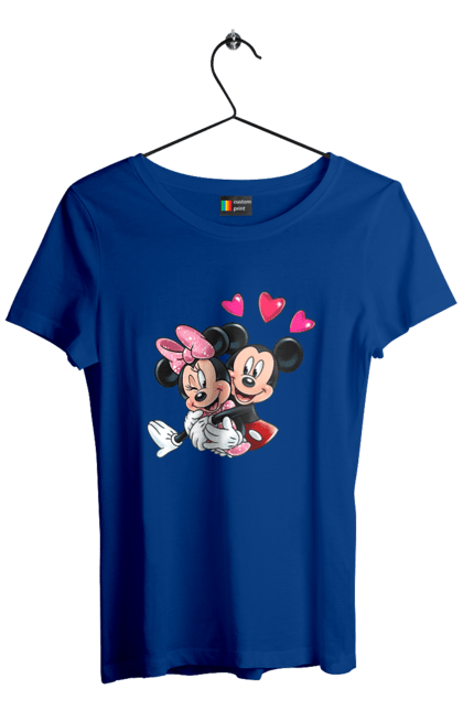 Футболка женская с принтом Микки Маус и Минни Маус. Mickey mouse, minnie mouse, дисней, микки, микки маус, минни маус, мультфильм. 2070702