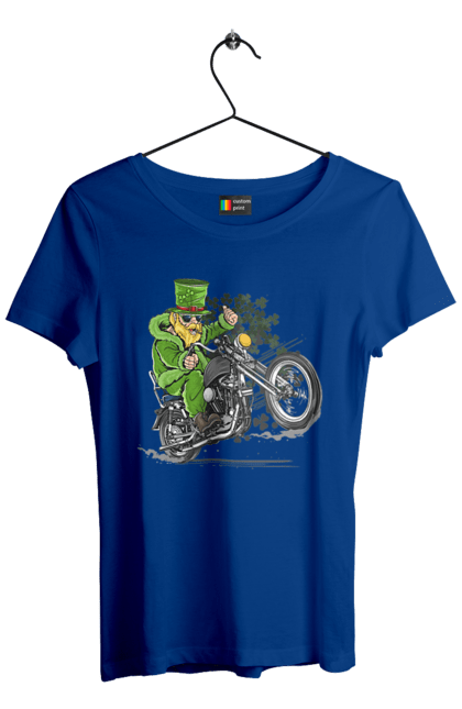 Women`s t-shirt with prints Patrick On A Motorcycle. Holiday, motorcycle, patrick. 2070702
