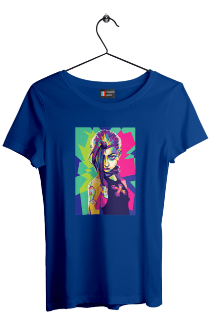 Women's t-shirt with prints Arcane. Animated series, arcane, fantasy, fortiche, jinx, league of legends, riot games, wai. 2070702