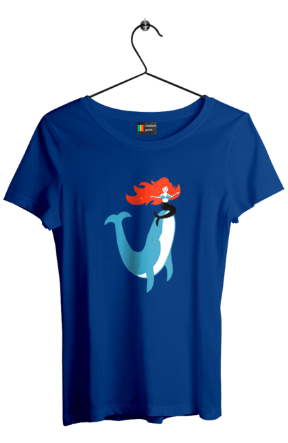 Футболка жіноча з принтом "Русалка І Кит". Кит, море, русалка. 2070702