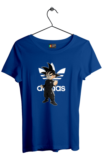 Футболка жіноча з принтом "Adidas Сон Гоку". Adidas, dragon ball, manga, son goku, адідас, аніме, гоку, манга, перли дракона, сон гоку. 2070702