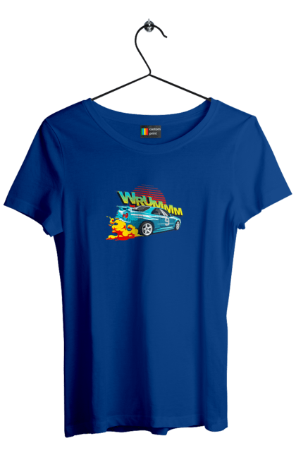 Футболка жіноча з принтом "Авто". Авто, вогонь, вулиці, денги, дрифт, спорт, спортивне авто, швидкість. 2070702