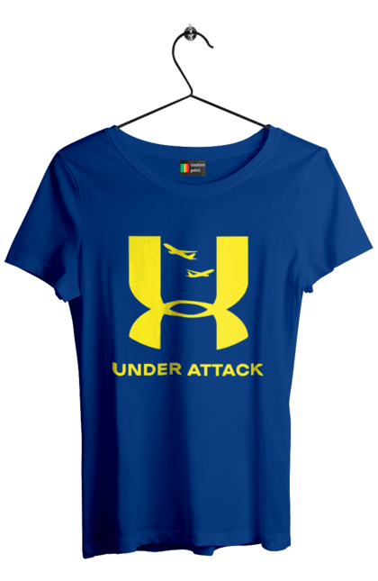 Футболка жіноча з принтом "Under Attack yellow". Андер армор, бренди, гумор, приколи, прикольні, ундер армор. 2070702