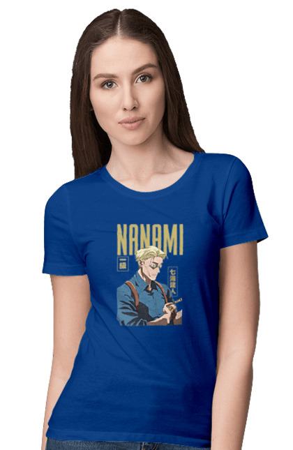 Футболка жіноча з принтом "Магічна битва Нанамі". Anime, jujutsu kaisen, manga, nanami, nanami kento, аніме, магічна битва, манга, нанамі, нанамі кенто. 2070702