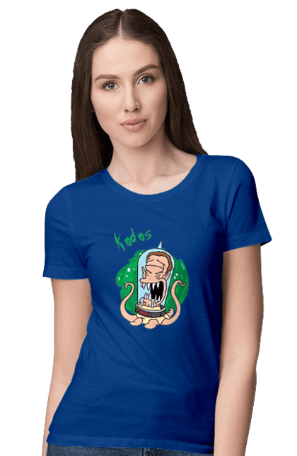 Women's t-shirt with prints Rick and Morty. Adventures, black humor, cartoon, rick, rick and morty, sci-fi, tragicomedy. 2070702