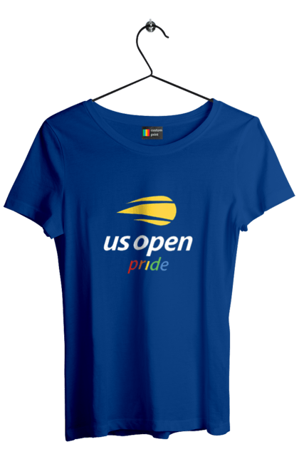 Футболка жіноча з принтом "Тенісний турнір US Open pride". Великий теніс, відкритий чемпіонат, гравці, м`яч, нью йорк, призовий фонд, ракетка, спонсор, хард, чемпіонат америки. 2070702