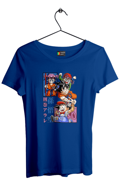 Футболка жіноча з принтом "Перли дракона Сон Гоку та Арале". Arale norimaki, dragon ball, manga, son goku, аніме, арале, гоку, доктор сламп, манга, перли дракона. 2070702