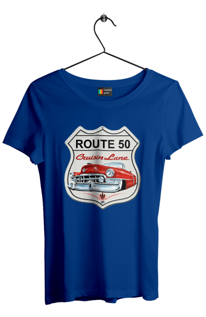 Футболка жіноча з принтом "Route 50". Байк, байкер, байкер клуб, брат, брати, брутал, гарячий асфальт, гарячий кінь, гарячий стрижень, дорога 50, дорога 66, дорога 80, дороги америки, дороги україни, жага швидкості, клуб байкерів, мотоцикл, мотоцикліст, справжній чоловік, чувак, швидкість. 2070702