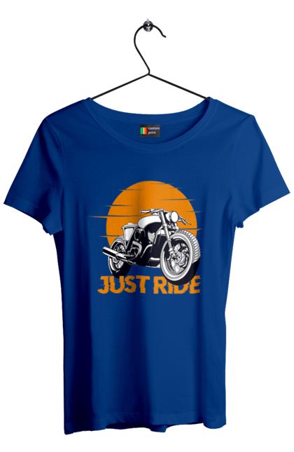 Футболка жіноча з принтом "Мотоцикл, Просто Їдь". Дорога, їзда, мотоцикл. 2070702