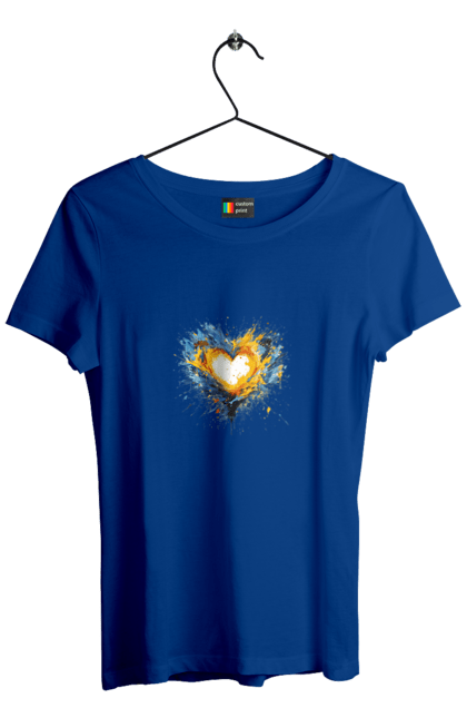 Women`s t-shirt with prints Patriot heart. Heart, patriotic, ukraine, ukrainian, ukrainian flag. 2070702