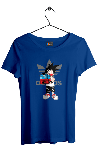 Футболка жіноча з принтом "Adidas Сон Гоку". Adidas, dragon ball, manga, son goku, адідас, аніме, гоку, манга, перли дракона, сон гоку. 2070702