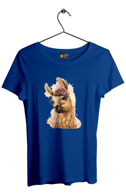 Футболка жіноча з принтом "Лама Портрет". Лама, портрет, тварина. 2070702