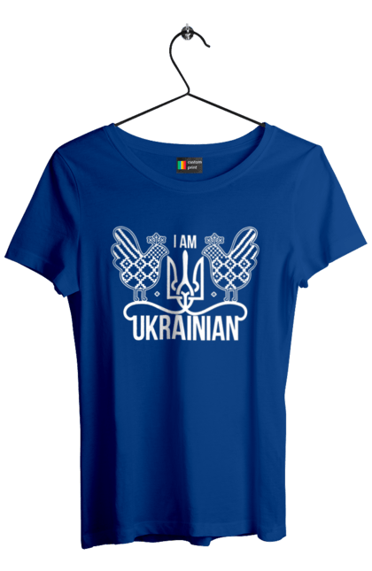 Women`s t-shirt with prints I am Ukrainian. Embroidery, i am ukrainian, like zelensky`s, patriotic. 2070702