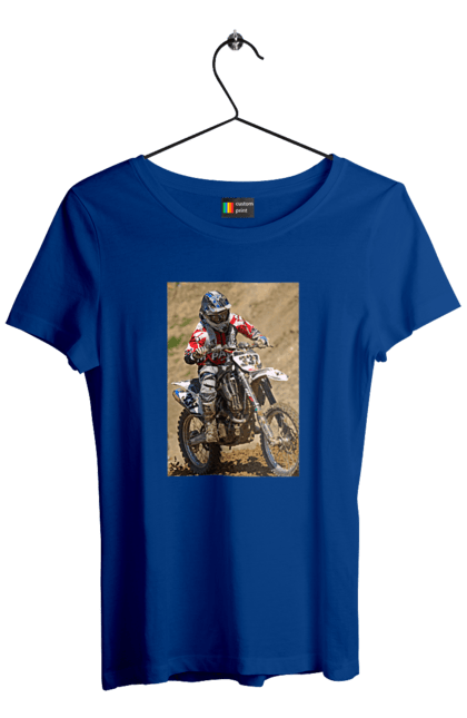 Women`s t-shirt with prints MOTOR RACER. Athlete, moto, motor racer, motorbike, sport. 2070702
