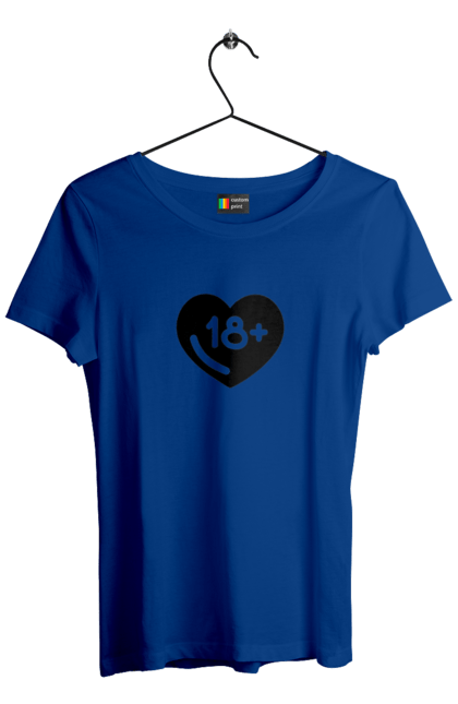 Women`s t-shirt with prints 18+. 18+, black, heart, prohibition, sex. 2070702