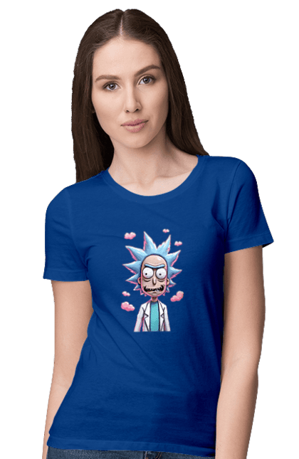 Women's t-shirt with prints Rick and Morty. Adventures, black humor, cartoon, rick, rick and morty, sci-fi, tragicomedy. 2070702