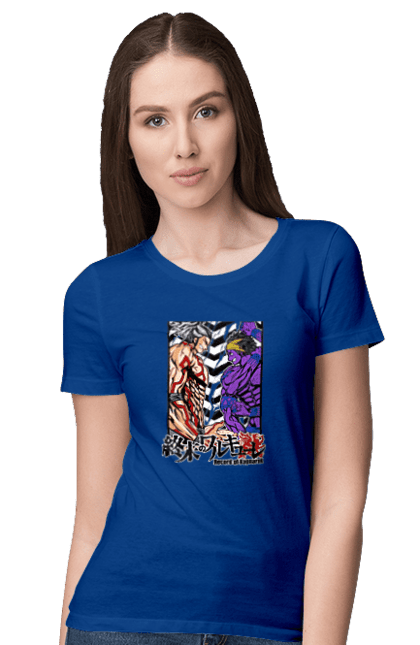 Women's t-shirt with prints Record of Ragnarok Shiva vs Raiden. Anime, comics, manga, netflix, raiden, record of ragnarok, shiva. 2070702