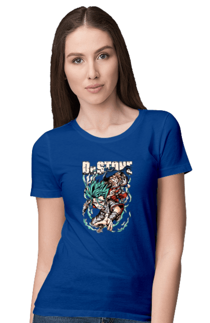 Women's t-shirt with prints Dr. Stone Senku and Ryuusui. Anime, dr. stone, ishigami, manga, ryuusui, ryuusui nanami, senku, senku ishigami. 2070702