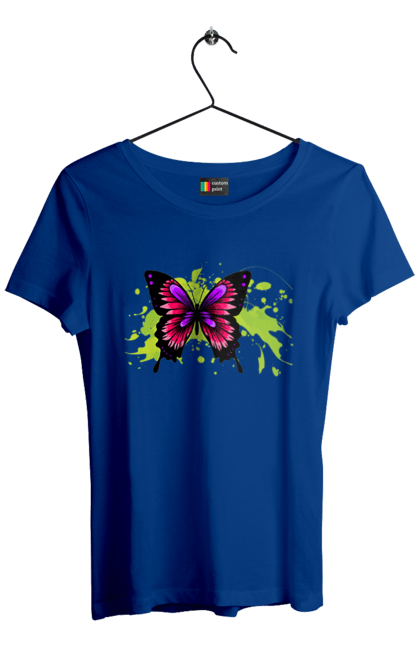 Women`s t-shirt with prints Pink Butterfly. Butterfly. 2070702