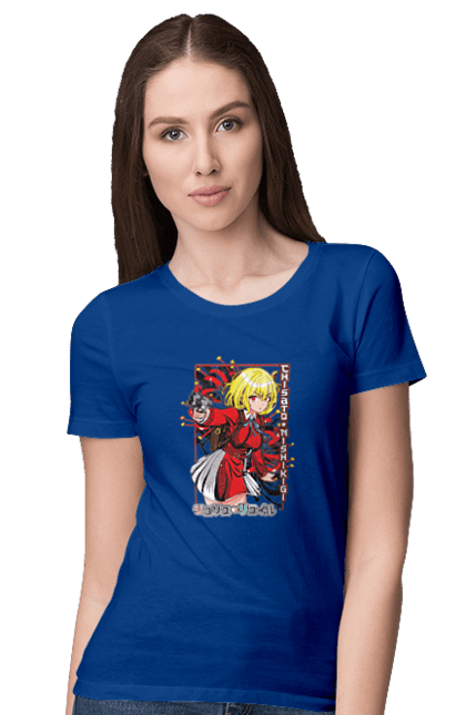 Women's t-shirt with prints Lycoris Recoil Chisato Nishikigi. Agent, anime, chisato nishikigi, lycoris recoil, manga. 2070702