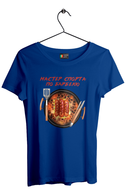 Women`s t-shirt with prints Master Of Sports On Barbecue. B-b-q, master of sport, picnic, sausages. 2070702