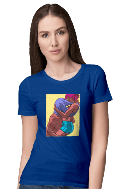 Women`s t-shirt with prints Man Under The T-Shirt In Girls. Boobs, passion. 2070702