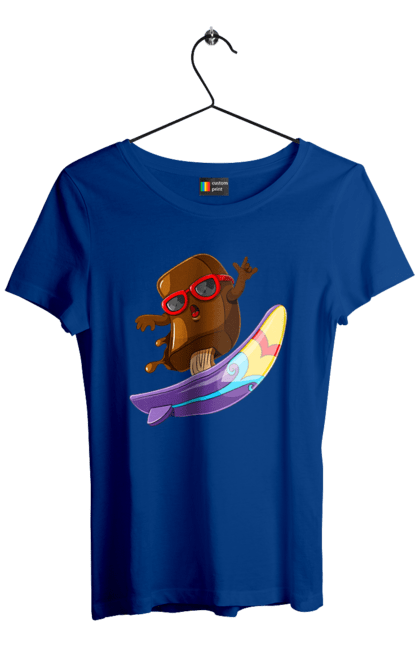 Women`s t-shirt with prints Morozhenko On The Surf. Glasses, ice cream, summer, surfing. 2070702