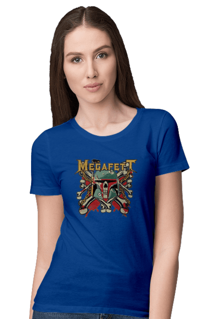 Women's t-shirt with prints Megafett. Bob fett, boba fett, clone, head hunter, megadeth, megafett, star wars. 2070702