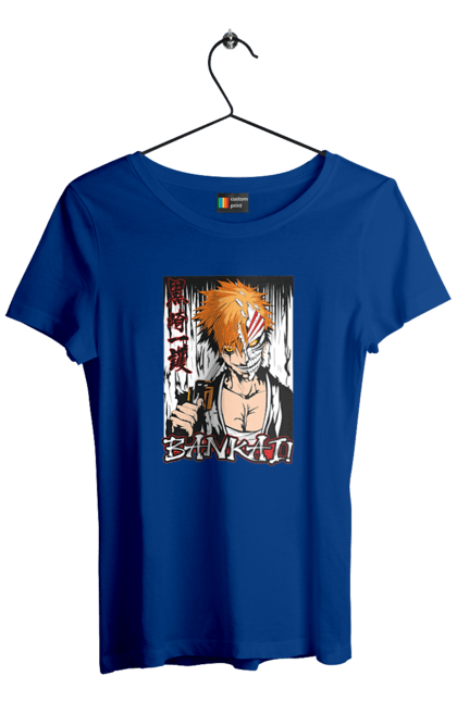 Футболка женская с принтом Блич Ичиго Куросаки. Anime, bleach, ichigo kurosaki, manga, аниме, блич, ичиго, ичиго куросаки, манга. 2070702