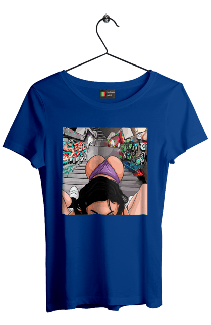 Футболка жіноча з принтом "Дівчина На Колінах Перед Хлопчиною". Гола, жопа, на колінах, смоктати. 2070702